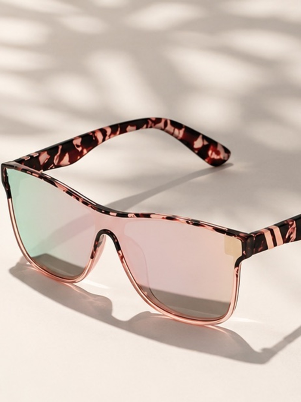 Oversized Tortoiseshell Shield Sunglasses